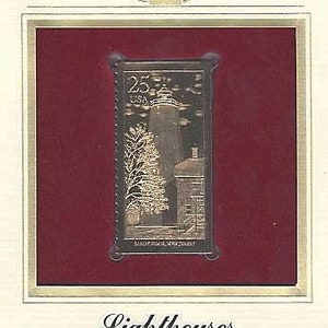 22 Karat Gold SANDY HOOK Lighthouse Stamp FDC from 1990