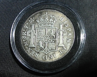 1776 SPAIN 8 Reales "Piece of Eight" Spanish Dollar Silver Coin Tribute Replica in Capsule- Colonial Dollar