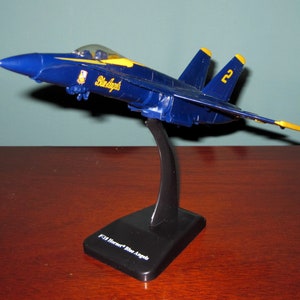 NAVY F-18 Blue Angels HORNET Fighter Jet on Stand-Can be displayed 3 ways- w/2 Bonuses