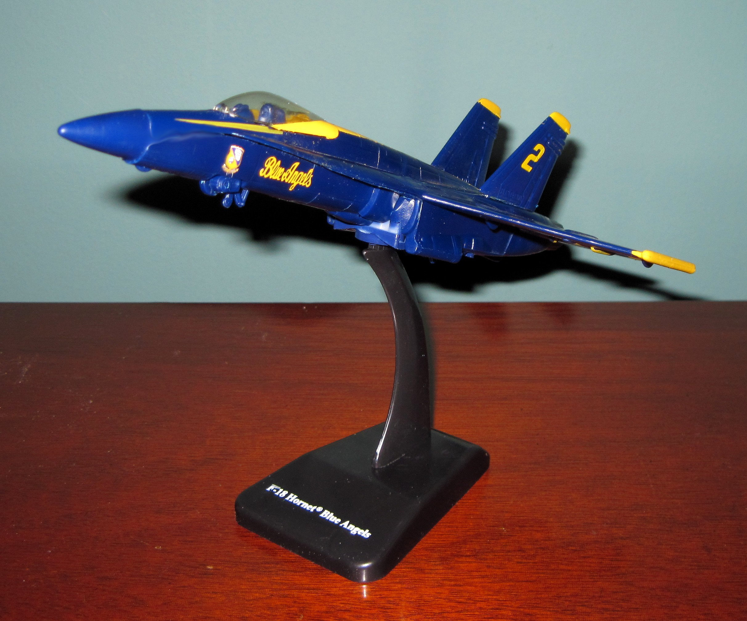 NAVY F-18 Blue Angels HORNET Fighter Jet on Stand-Can be displayed 3 ways- w/2 Bonuses