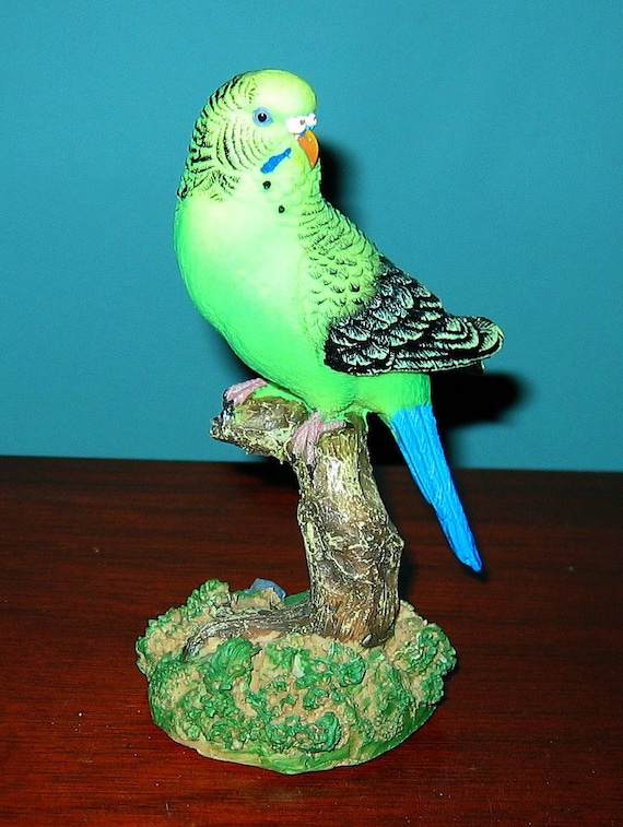 3 set-BUDGIE Parakeet BOOKMARK Parrot Pet Bird Green BLUE Book Card ART Figurine 