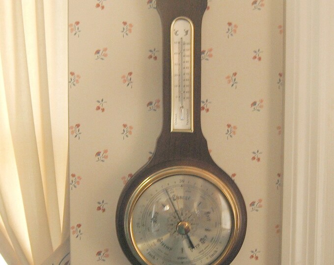 Large Brass and Wood Weather Station From HOFFRITZ, NY Made in