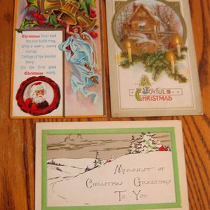 ANITIQUE Postcard Lot CHRISTMAS Three postcards- One w/SANTA 1911-1916
