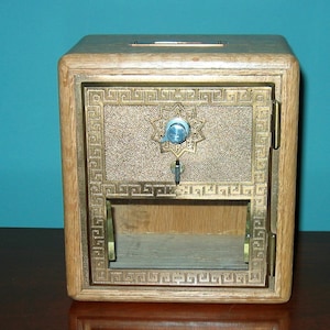 Larger Antique POST OFFICE Lockbox Bank from old Post Office Boxes. Made by Retired Postmaster! 1959 Texas