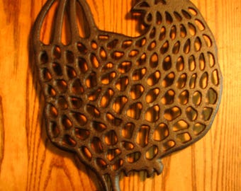 Large Cast Iron Chicken &quot;Miss Hen&quot; Trivet!  (Rooster Trivet listed separately)