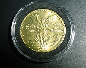 1943 MEXICO 50 PESOS Gold Coin Tribute Replica in Capsule- Rare Date