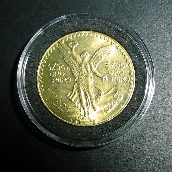 1943 MEXIQUE 50 PESOS Réplique hommage à la pièce d'or en capsule - Date rare