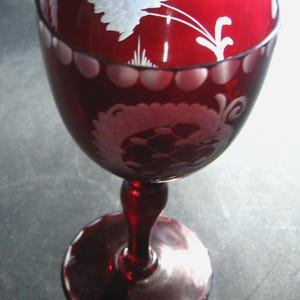 Vintage Ruby Red Cut Lead CRYSTAL Cordial Glass