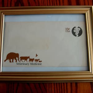 FRAMED 1979 Commemorative  Envelope featuring VETERINARY MEDICINE and Vet Seal