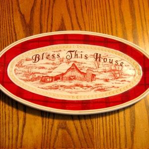 Fitz i Floyd Oval Platter z Great Stone i Wood Classic Barn
