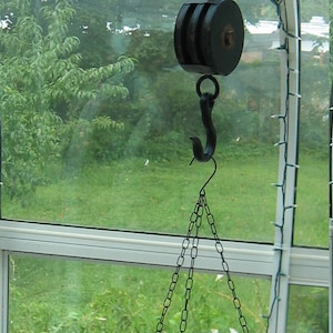 Metal Ship&#39;s Block with Iron Hook- Decorative Nautical Piece- Great for Hanging Plants