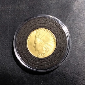 Ten 10 Dollar Copy Gold Coin-  1933- Indian  Eagle Tribute Replica in Protective Capsule