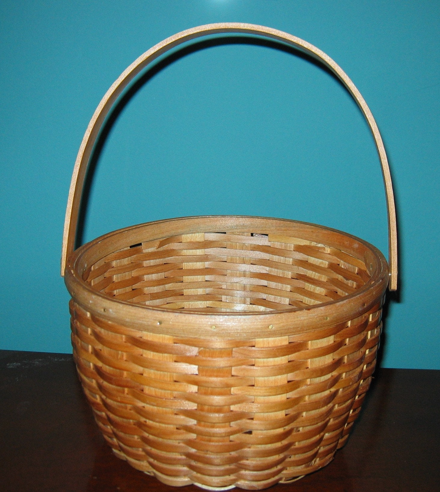 Longaberger-copy Large Round Basket W/handle - Etsy