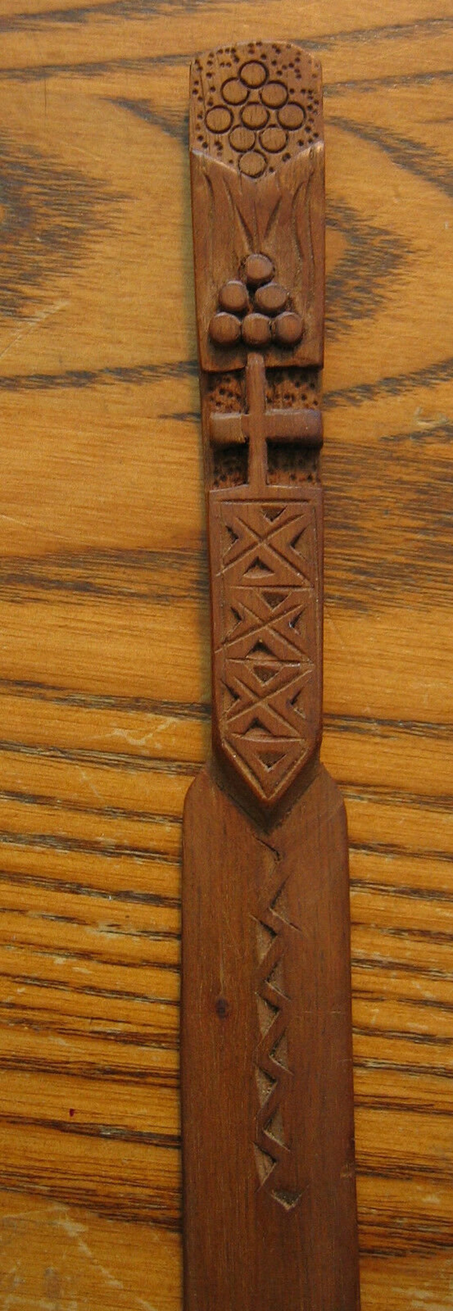 Hand Carved Wooden Letter Opener with Sheath Cross and Shield Etsy