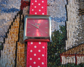 HIPPY Fun Vintage Mod Women's Pink Polka Dot Watch by OCTOPUS