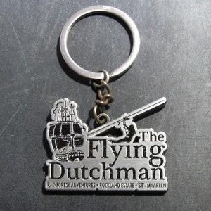 Vintage Souvenir THE FLYING DUTCHMAN, St. Maarten Pewter Key Fob