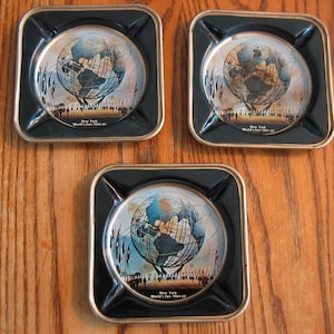 Lot of 3 US Steel 1964-65 New York WORLD&#39;S FAIR Metal Ashtrays