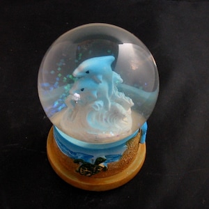 Twin Dophins- Mom and Baby?  Small  Snow Globe 4&quot;  Tall