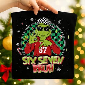 Six Seven Meme Png, Checkered Hat Mean Guy Png, Boy Christmas Tee, Viral Bruh Joke Christmas Png, Trendy Social Media Humor Png