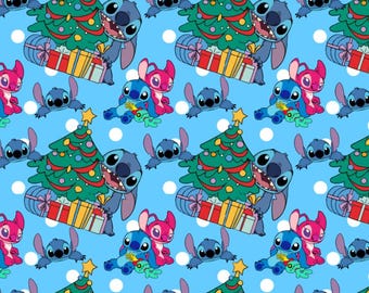 Stitch Cartoon Fabric Anime Cotton Fabric By The Half Yard