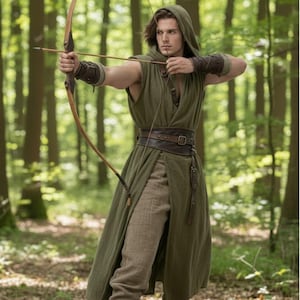 Mittelalterlicher Assassinen Wikinger Kostüm Tunika, Renaissance Surcoat mit Kapuze für LARP Cosplay, Assassin Outfit für Herren
