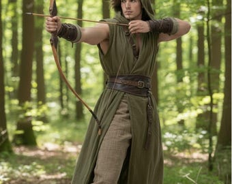 Mittelalterlicher Assassinen Wikinger Kostüm Tunika, Renaissance Surcoat mit Kapuze für LARP Cosplay, Assassin Outfit für Herren