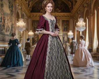 Damen Mittelalter Ballkleid, Renaissance viktorianisches Maskerade Kleid mit goldenen Applikationen, Königin Kostüm für Frauen