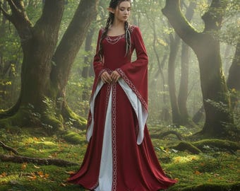 Mittelalterliches Elfen Kleid Fantasy Kostüm Cosplay Kleid, Elfen Kostüm Kleidung, Renaissance Outfit