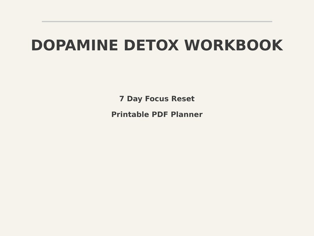 Dopamine Detox Workbook | 7 Day Focus Reset Planner (digital Download ...