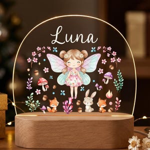 Personalized Fairy Night Light, Custom Name Lamp for Girls, Fairy Nursery Decor, Kids Room Nightlight, Baby Shower Gift image 1