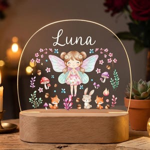 Personalized Fairy Night Light, Custom Name Lamp for Girls, Fairy Nursery Decor, Kids Room Nightlight, Baby Shower Gift image 5