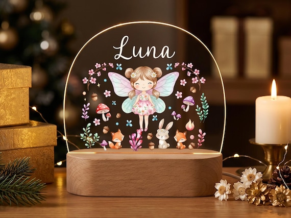 Personalized Fairy Night Light, Custom Name Lamp for Girls, Fairy Nursery Decor, Kids Room Nightlight, Baby Shower Gift