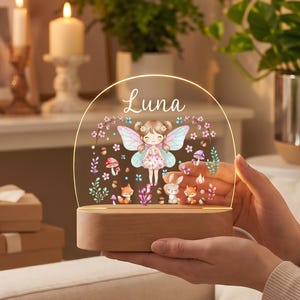 Personalized Fairy Night Light, Custom Name Lamp for Girls, Fairy Nursery Decor, Kids Room Nightlight, Baby Shower Gift image 2