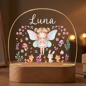 Personalized Fairy Night Light, Custom Name Lamp for Girls, Fairy Nursery Decor, Kids Room Nightlight, Baby Shower Gift image 7