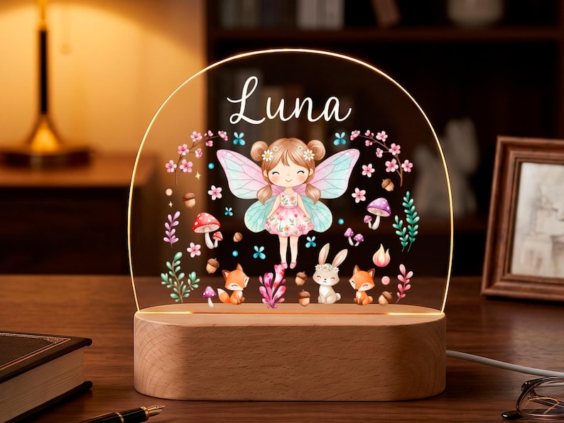 Personalized Fairy Night Light, Custom Name Lamp for Girls, Fairy Nursery Decor, Kids Room Nightlight, Baby Shower Gift image 6