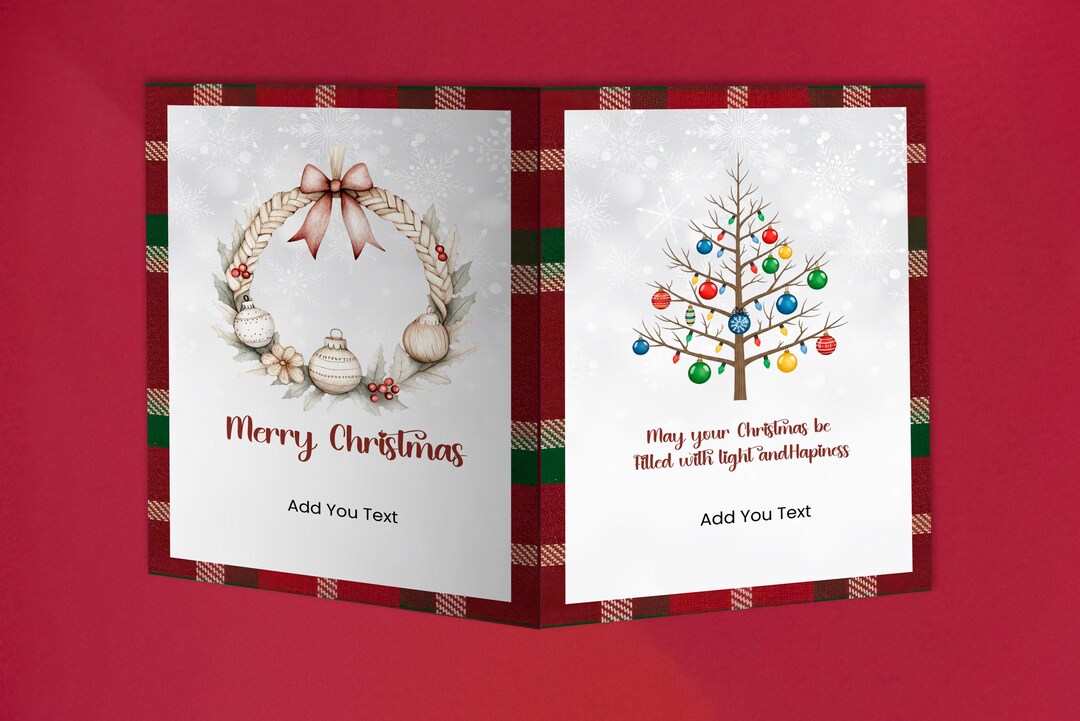 Editable Christmas Folded Card: Printable 2-sided Design Template ...