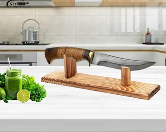 2-piece Knife Display Stand, Fixed Blade Holder, Wooden Knife Organizer Rack, Rustic Cabin Decor, Gift for Knife Collector, Him