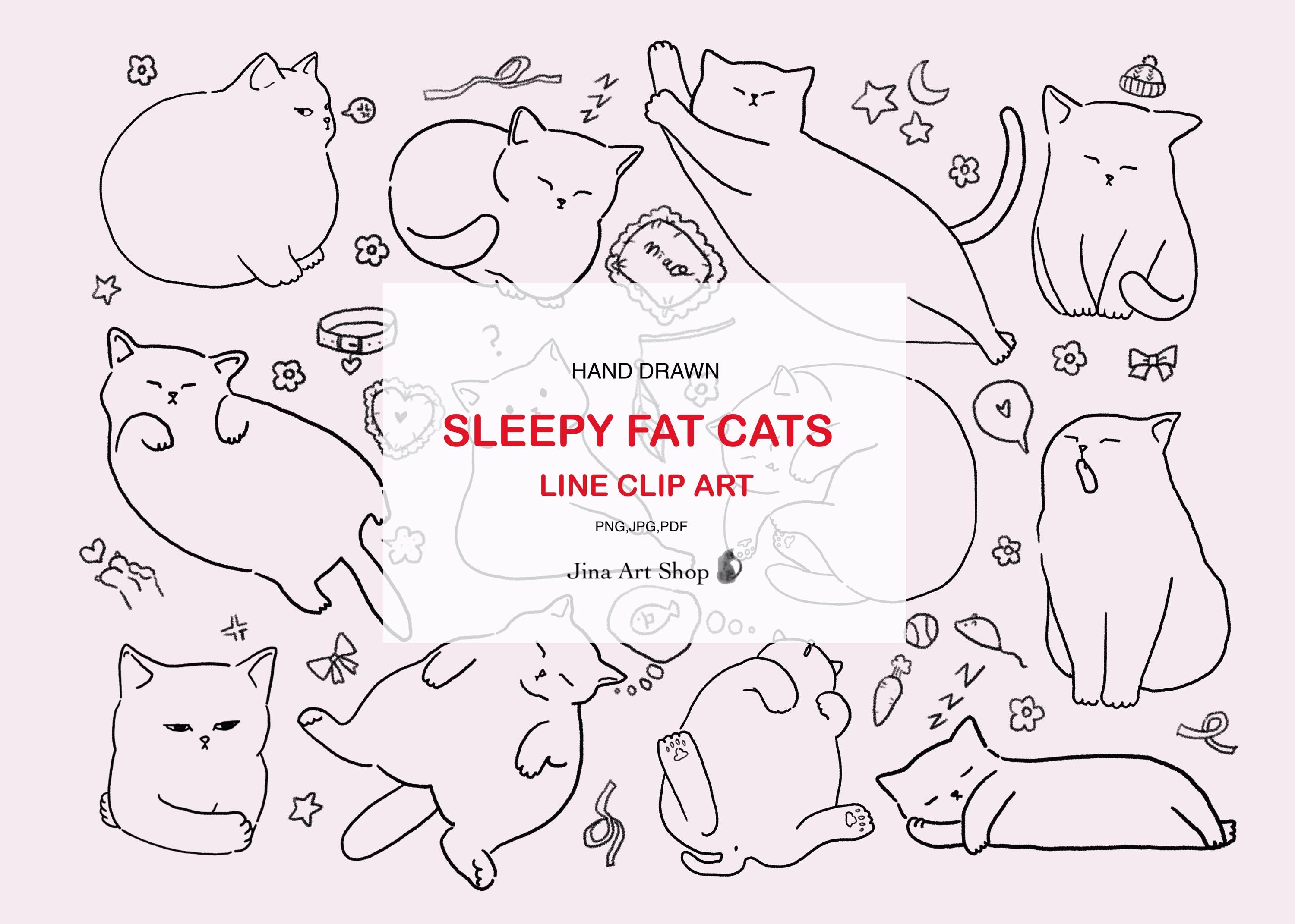 Fat Cat Drawing Outline