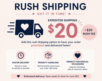 Rush Shipping Upgrade | Expedited Shipping Fee | Priority Processing Add On | Faster Delivery for Gift Orders