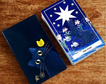 Jeu de tarot chat noir, cartes divinatoires félines fantaisistes, outil de méditation
