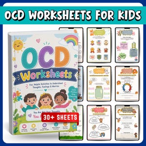 OCD-arbetsblad för barn, 30+ sidor, resurser för ångest hos barn, OCD-stöd för barn, hjälp med barns psykiska hälsa, terapiaktiviteter