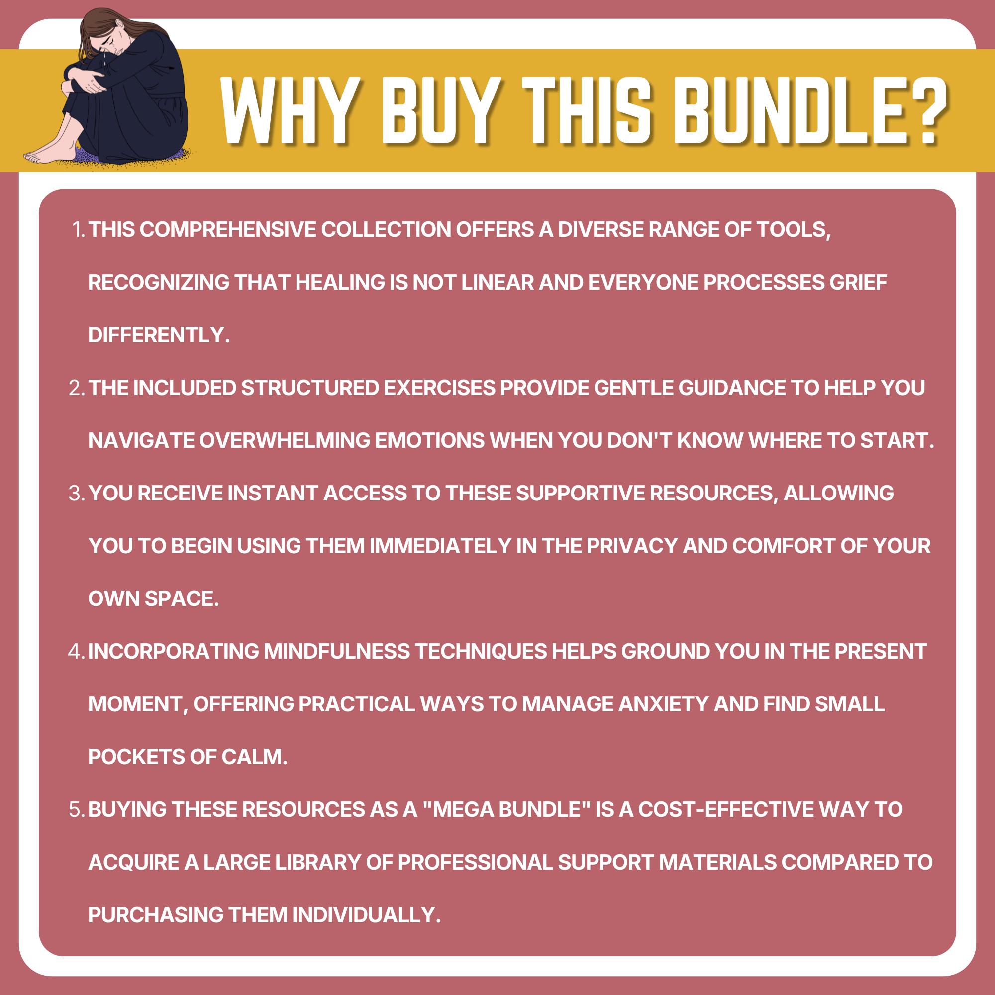 Grief and Loss Workbook Bundle, Bereavement Worksheets, Coping Skills ...