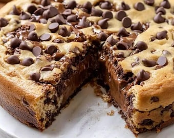 Ricetta della torta gigante con gocce di cioccolato / Torta soffice e gommosa in stile pasticceria (Download PDF)