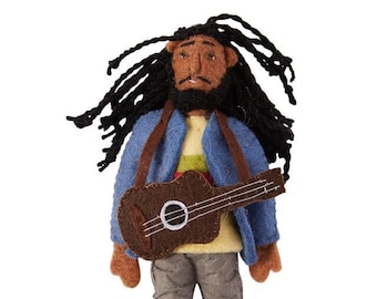 Bob Marley Ornament Hand Made Wool Felt Silk Road Bazaar