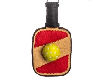 Pickleball Paddle Ornament Hand Made Wool Felt Free Shipping