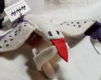 Stork Ornament Carrying Baby  Hand Made Wool Felt Silk Road Bazaar