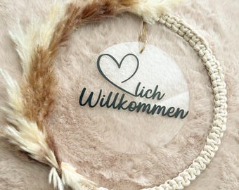 Decorative wreath with macrame and pampas grass | Door decoration | Decoration | Welcome | Dried flower ring | Macrame ring