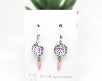 Boucles d’oreilles rondes azulejos bleus