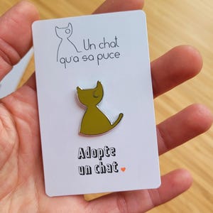 Brosche pin&#39;s épinglette en forme de Chat Vert Olive tout Mignon
