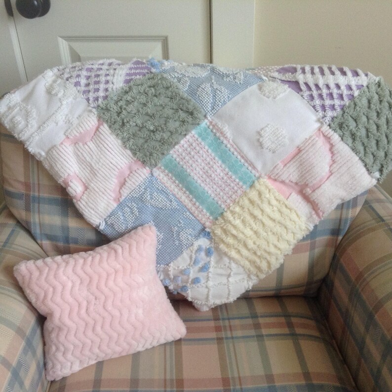 Baby Carrier Quilt Blankie Doll Blanket Chenille With Pillow Etsy